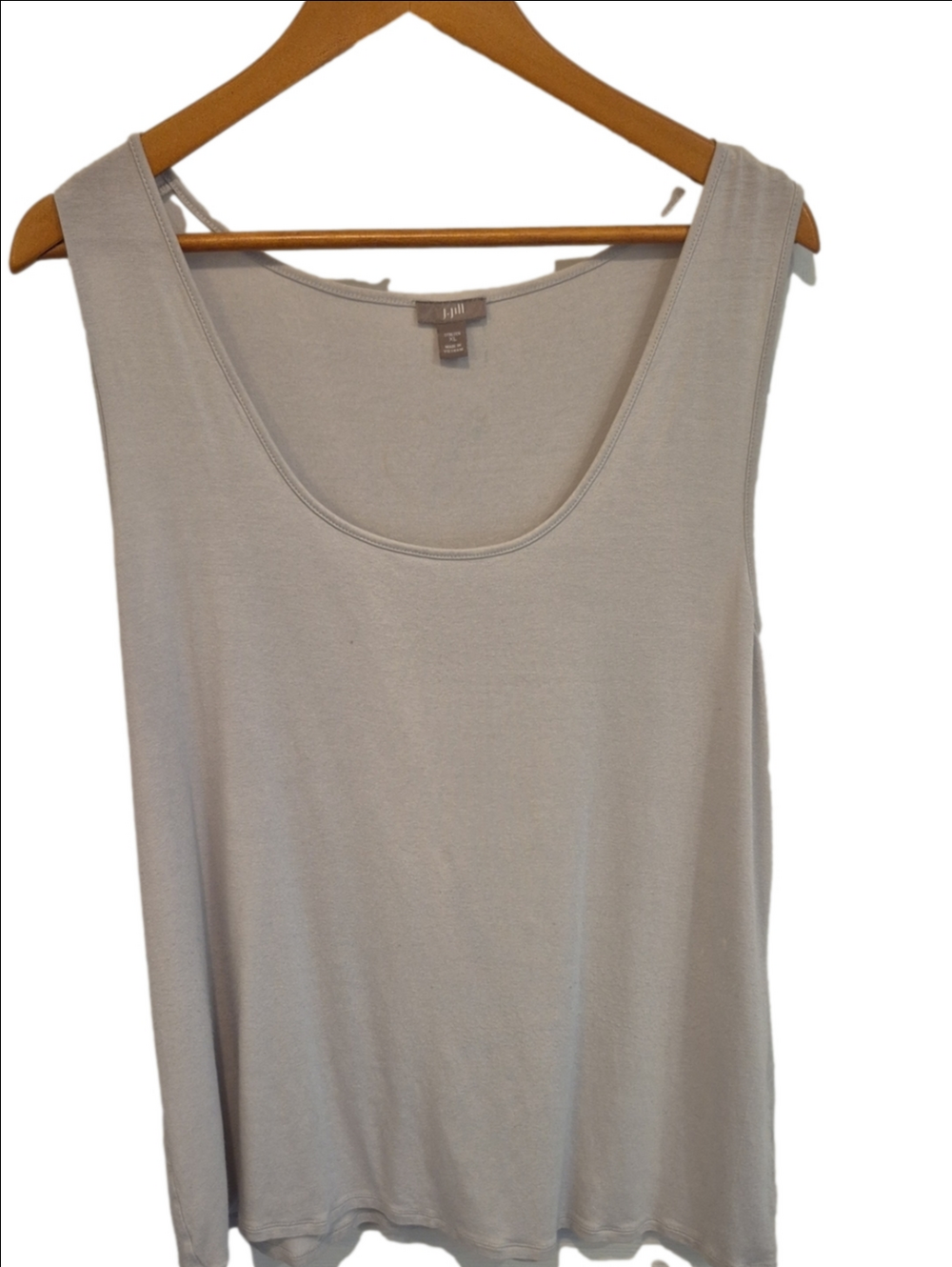 J. Jill Scoop Neck Tank Top Light Gray Rayon Lycra Blend